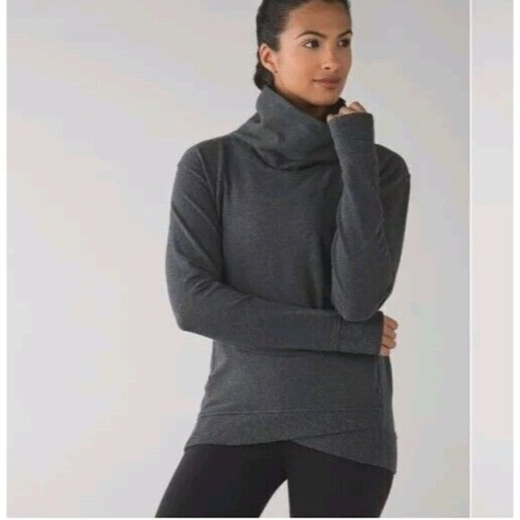 Lululemon On The Double Pullover Sweater Size 6 Dark Grey Activewear - Picture 1 of 9